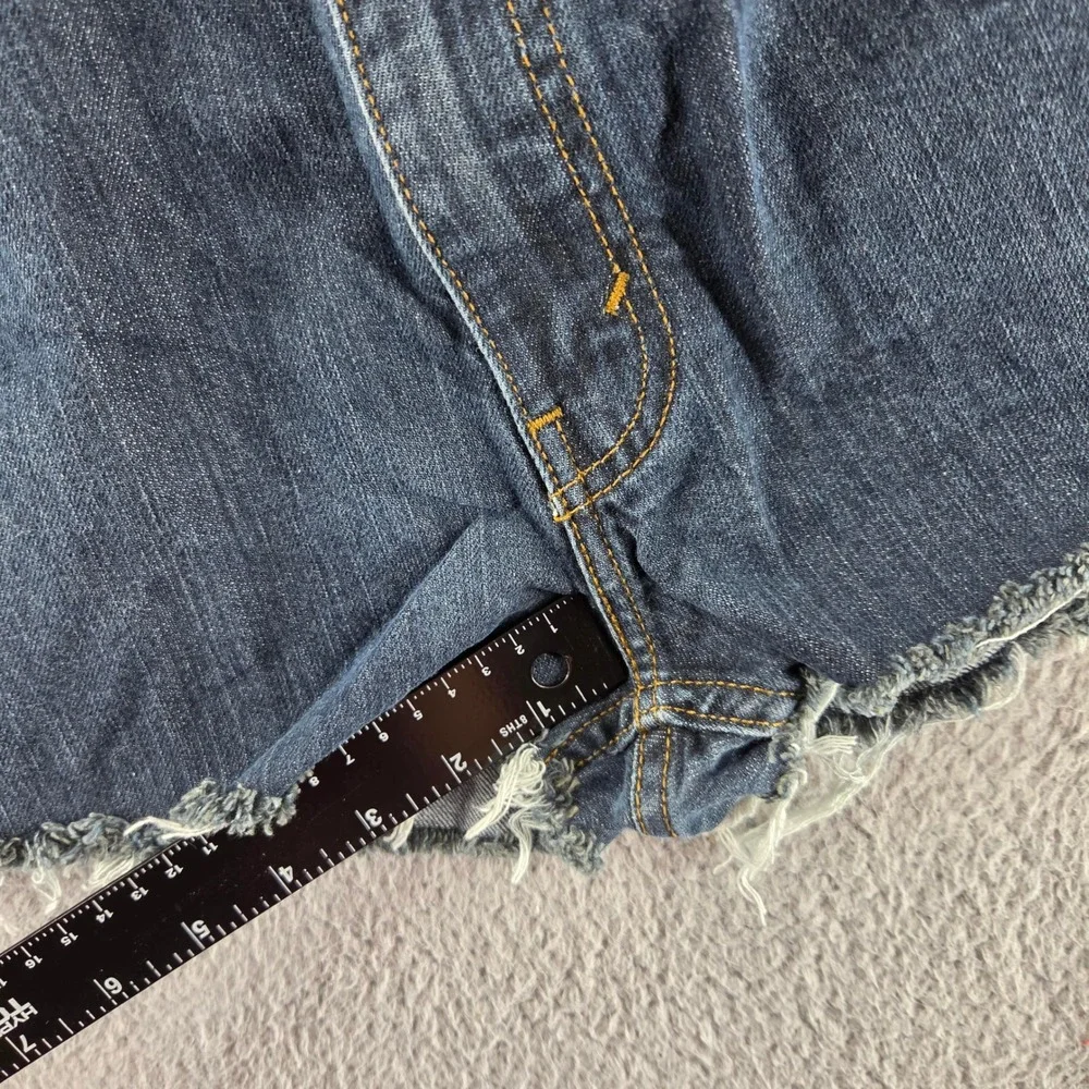 Levis 514 Shorts Men 36 Blue Dark Wash Denim Cut Off Jean Raw Hem Festival Beach